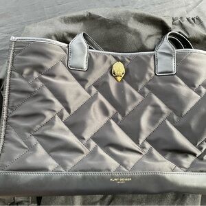 Kurt Geiger Black Quilted Tote with Gold Accent